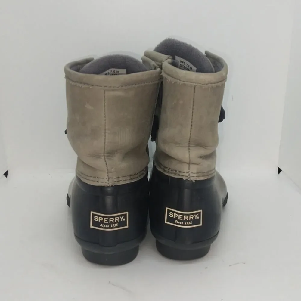Sperry Womens Pre-owned Saltwater Cove Black/Gray Zippered Boots - sz. 7 1/2M